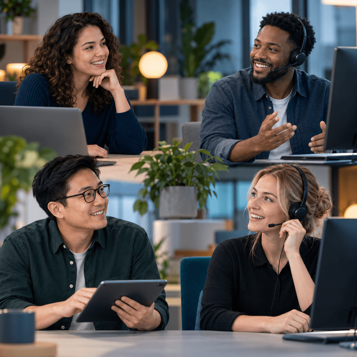 Customers and support professionals collaborating